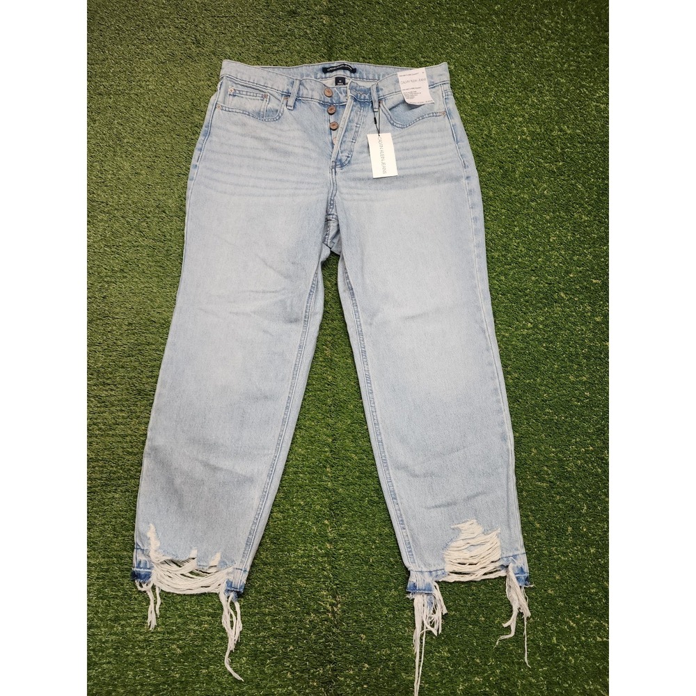 JR484 Calvin Klein Jeans Cotton Ocean Rip Straight Leg Jeans Size 30 Button Fly